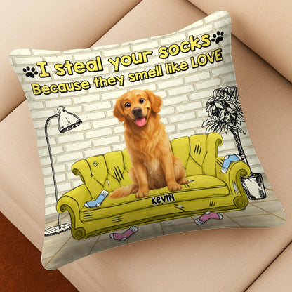 I Steal Your Socks Because They Smell Like Love - Personalized Dog Pillow PL-KL35-YV71-web3