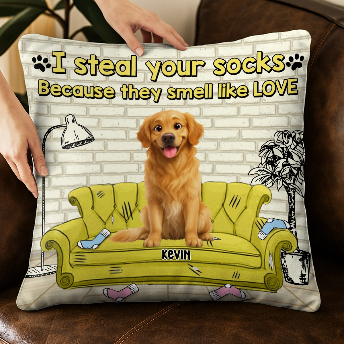 I Steal Your Socks Because They Smell Like Love - Personalized Dog Pillow PL-KL35-YV71-web4