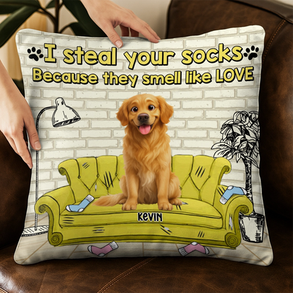 I Steal Your Socks Because They Smell Like Love - Personalized Dog Pillow PL-KL35-YV71-web4