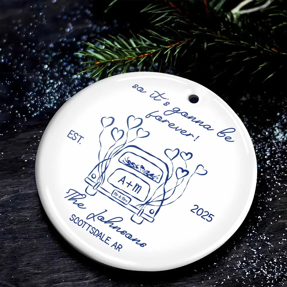 Just Married Wedding Ornament – Personalized Ceramic Keepsake-OR-LA29-TX584