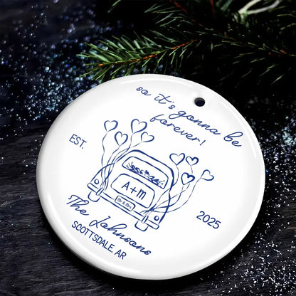 Just Married Wedding Ornament – Personalized Ceramic Keepsake-OR-LA29-TX584