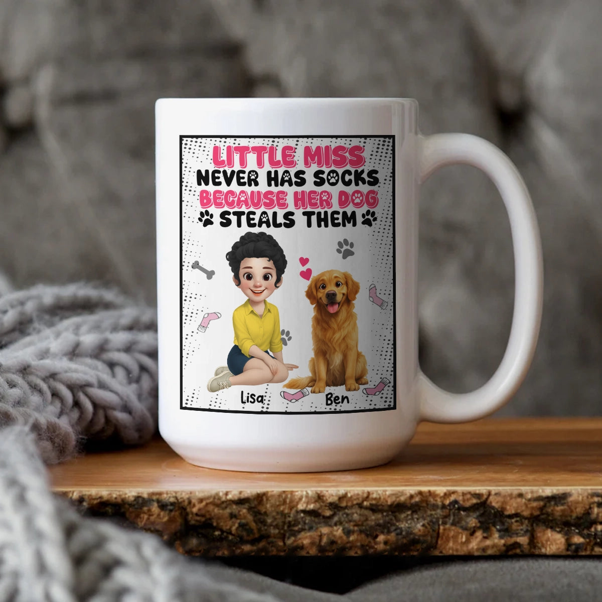 Little Miss Never Has Socks - Personalized Funny Dog Lover Mug Gift-WM-KL39-TT10-web4