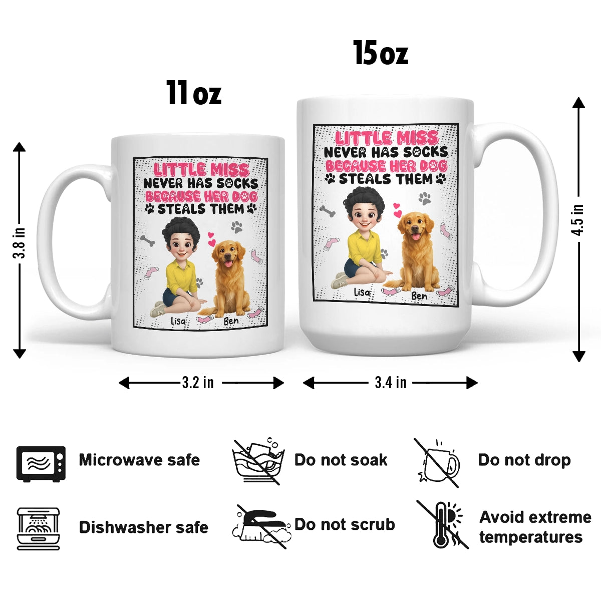 Little Miss Never Has Socks - Personalized Funny Dog Lover Mug Gift-WM-KL39-TT10-web5