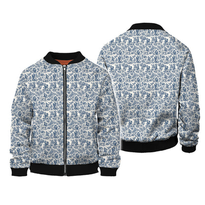 Christmas Pug Pattern Shirt, Toile De Jouy Shirt With Cute Pug, Xmas Hoodie For Dog Lover