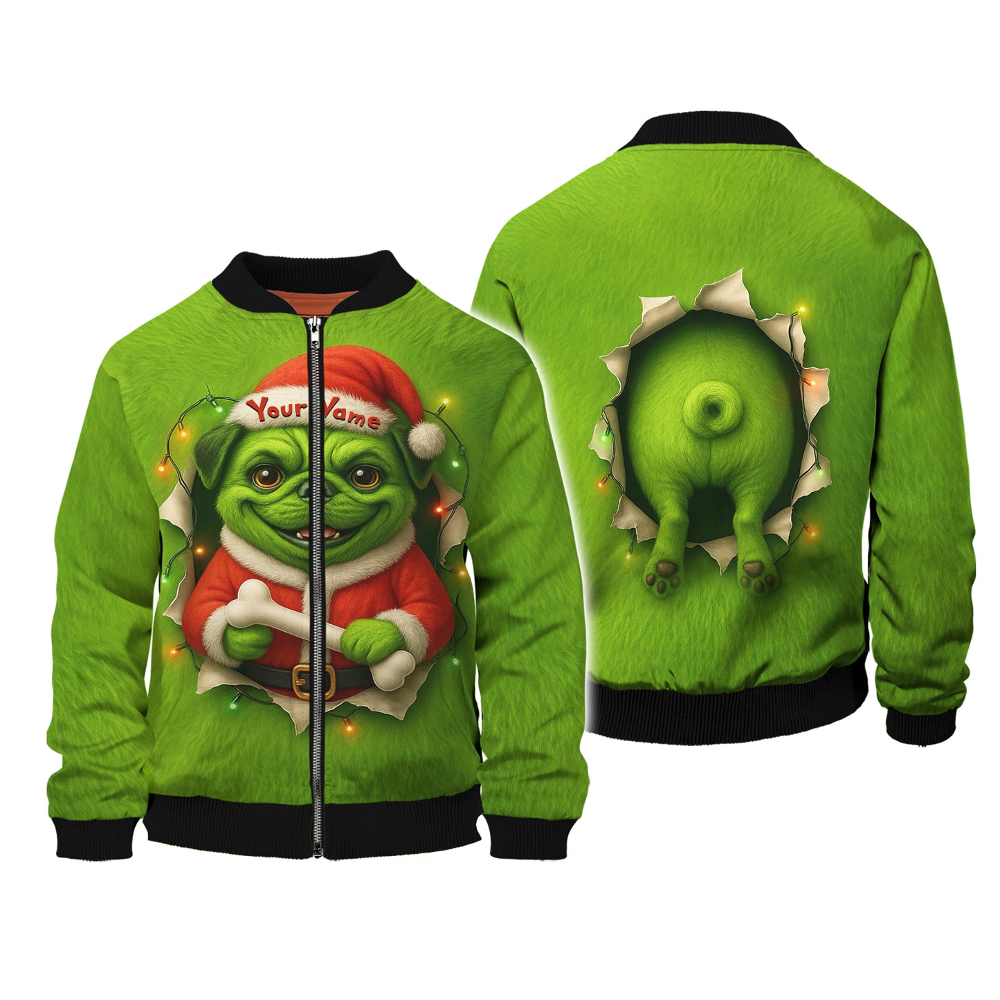 Custom Name Merry Woofmas Shirt, Funny Pug Xmas Hoodie, Personalized Pug Christmas Shirt For Dog Lover