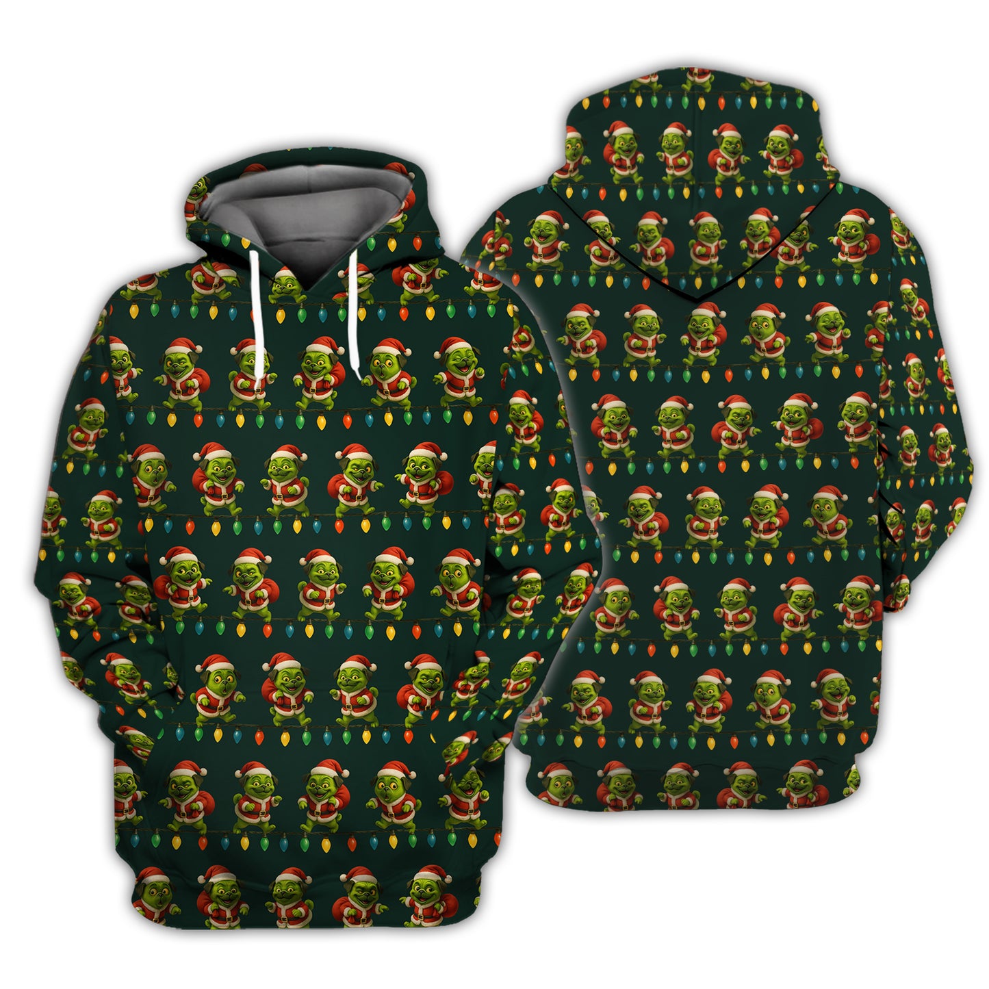 Green Pug Christmas Hoodie, Funny Pug Christmas Sweatshirt, Perfect Holiday Gift For Dog Lovers