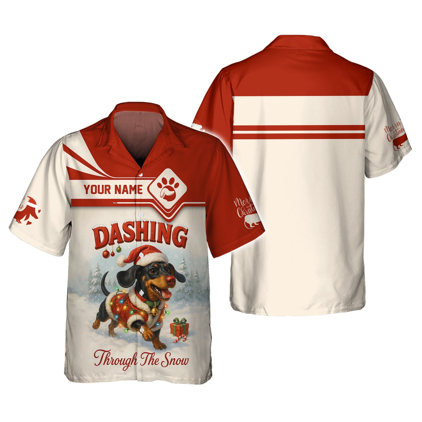 Dashing Through The Snow Custom Name Shirt, Personalized Dachshund Shirt, Wiener Dog Hoodie For Pet Lover