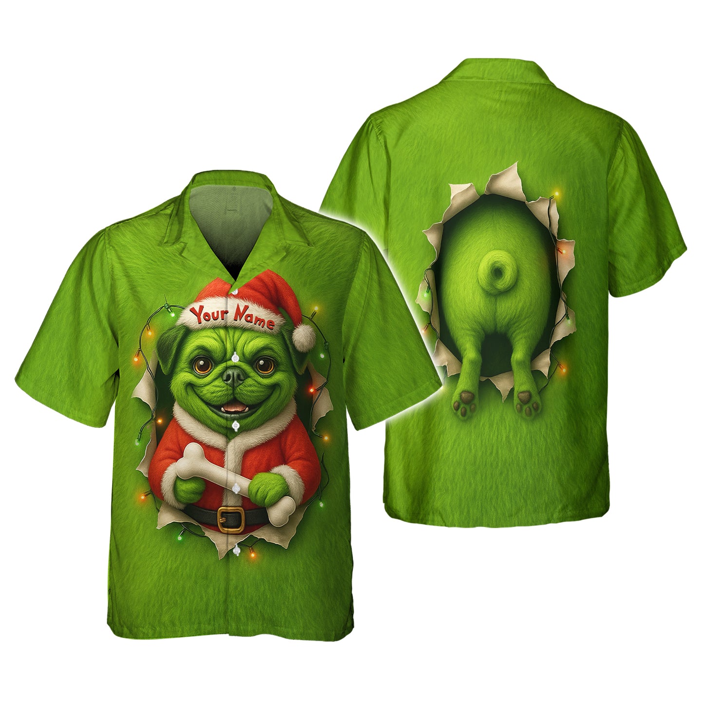 Custom Name Merry Woofmas Shirt, Funny Pug Xmas Hoodie, Personalized Pug Christmas Shirt For Dog Lover