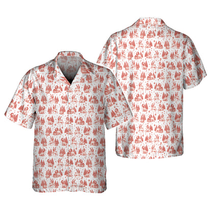 Pug Toile De Jouy Pattern Shirt, Christmas Pug Shirts, Xmas Hoodie For Pug Lover