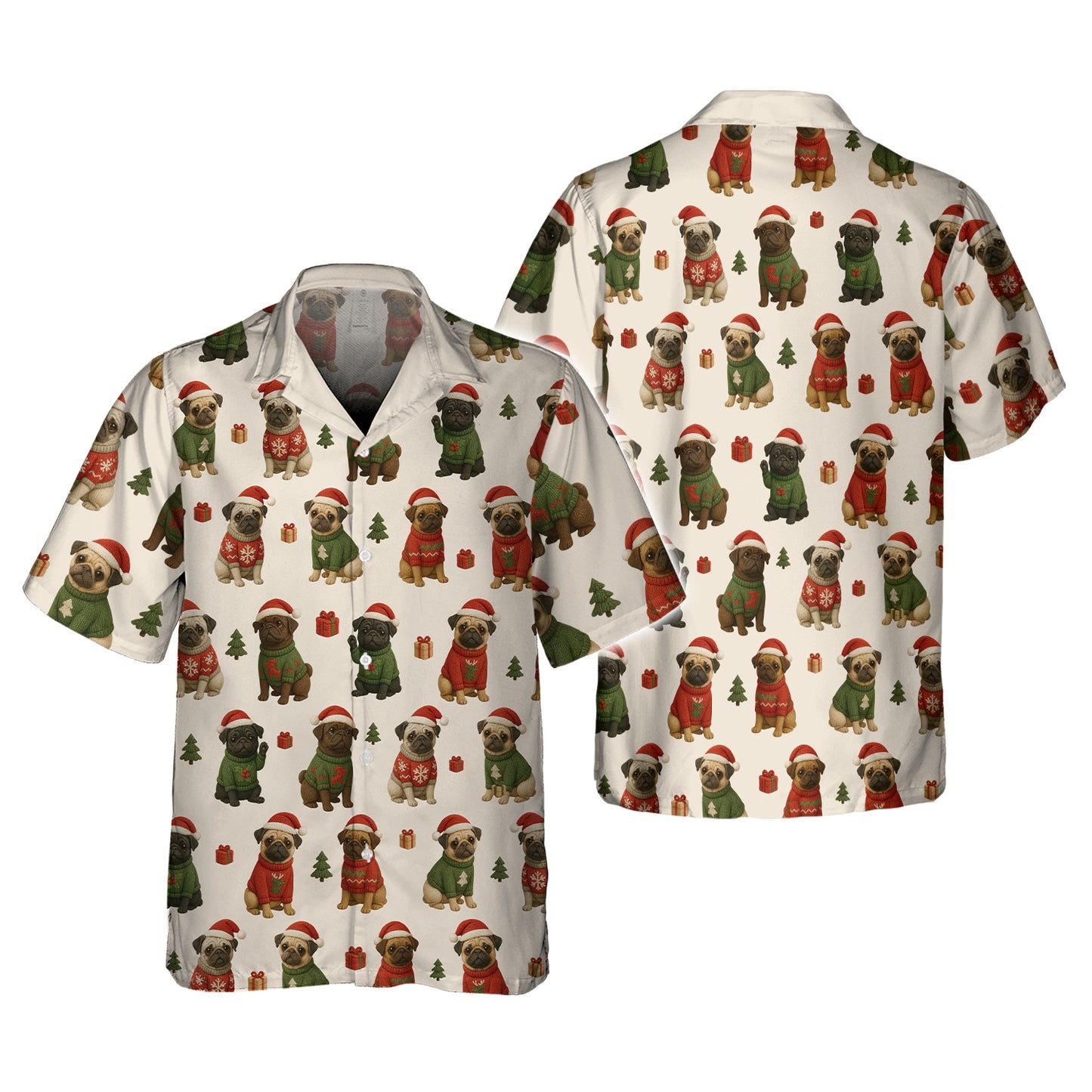 Funny Pug Pattern Shirts, Christmas Pug Shirt, Xmas Pug Hoodie For Dog Lover