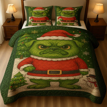 Pugmas Bedroom Decor, Funny Pug Christmas Quilt Set, Pug Xmas Bedding For Dog Lover