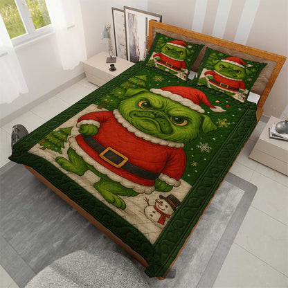 Pugmas Bedroom Decor, Funny Pug Christmas Quilt Set, Pug Xmas Bedding For Dog Lover