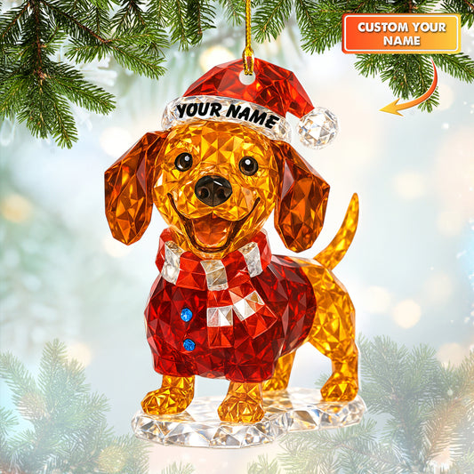 Personalized Dachshund Christmas Ornament, Cute Custom Name Dog Decoration, Holiday Gift for Dachshund Lovers