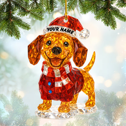 Personalized Dachshund Christmas Ornament, Cute Custom Name Dog Decoration, Holiday Gift for Dachshund Lovers