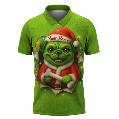 Custom Name Merry Woofmas Shirt, Funny Pug Xmas Hoodie, Personalized Pug Christmas Shirt For Dog Lover