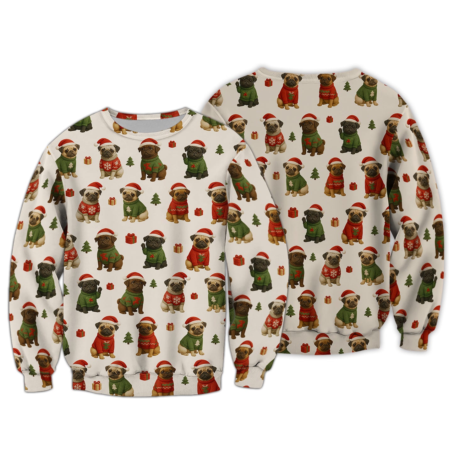 Funny Pug Pattern Shirts, Christmas Pug Shirt, Xmas Pug Hoodie For Dog Lover