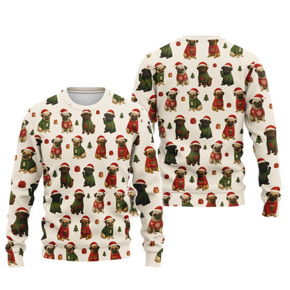 Funny Pug Pattern Shirts, Christmas Pug Shirt, Xmas Pug Hoodie For Dog Lover