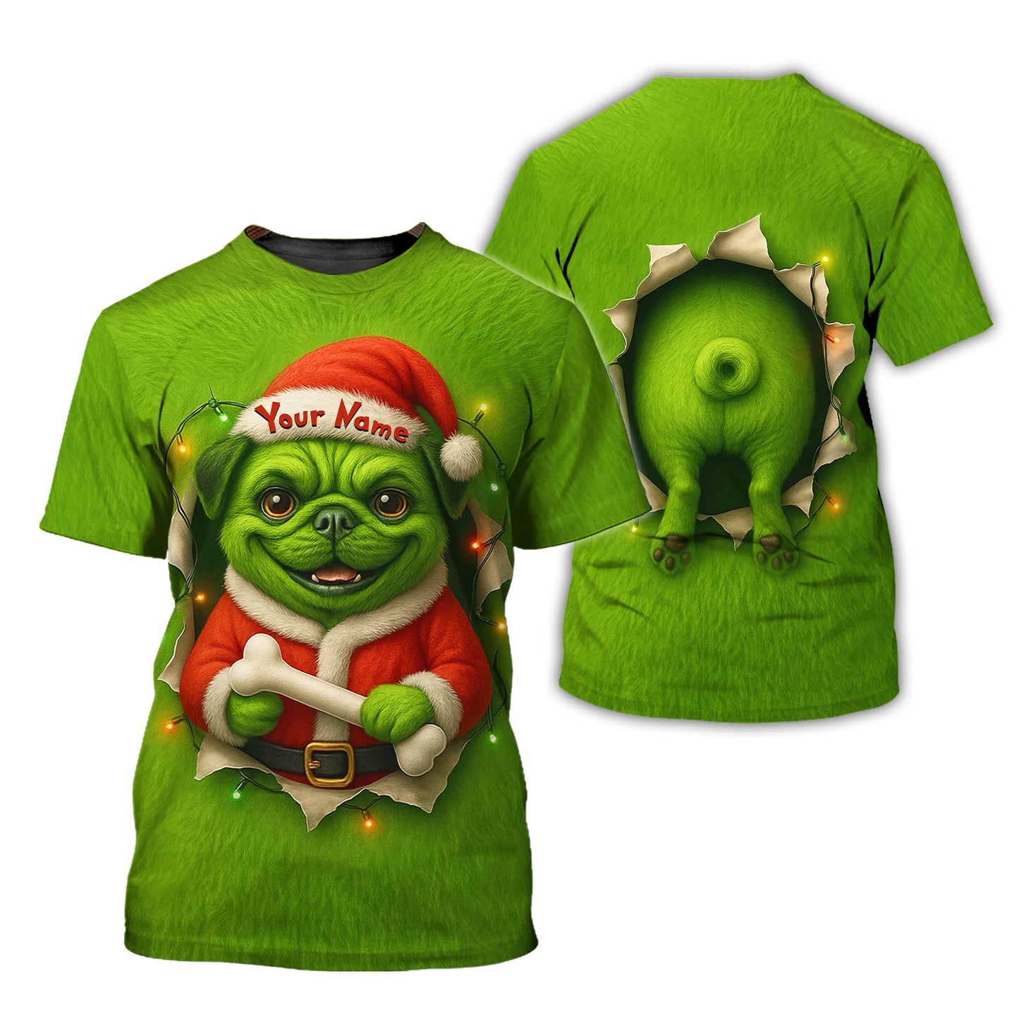 Custom Name Merry Woofmas Shirt, Funny Pug Xmas Hoodie, Personalized Pug Christmas Shirt For Dog Lover