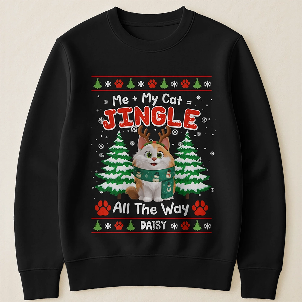 Me and My Cat Jingle All The Way - Personalized Christmas Sweater for Cat Lovers-SW-HN22-TT26Web2