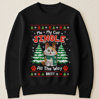 Me and My Cat Jingle All The Way - Personalized Christmas Sweater for Cat Lovers-SW-HN22-TT26Web2