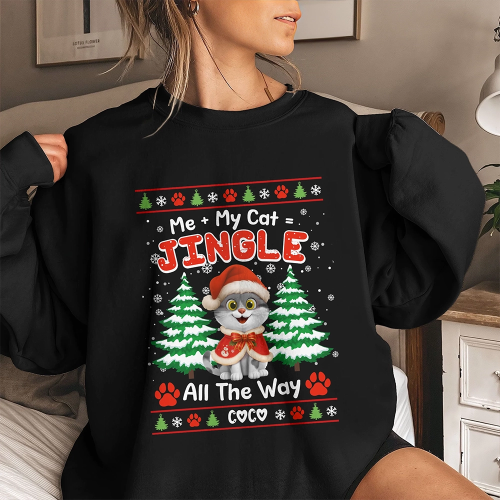 Me and My Cat Jingle All The Way - Personalized Christmas Sweater for Cat Lovers-SW-HN22-TT26Web3