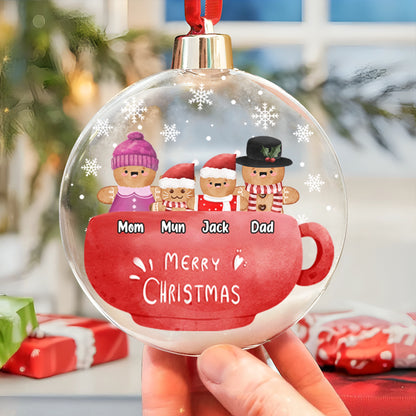 Merry Christmas - Personalized Plastic Round Ball Ornament - Custom Gingerbread Mug Design PO-KL45-HN14080806-web1