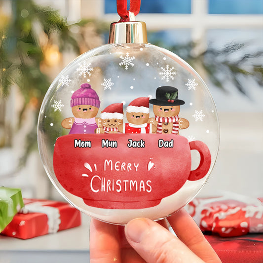 Merry Christmas - Personalized Plastic Round Ball Ornament - Custom Gingerbread Mug Design PO-KL45-HN14080806-web1