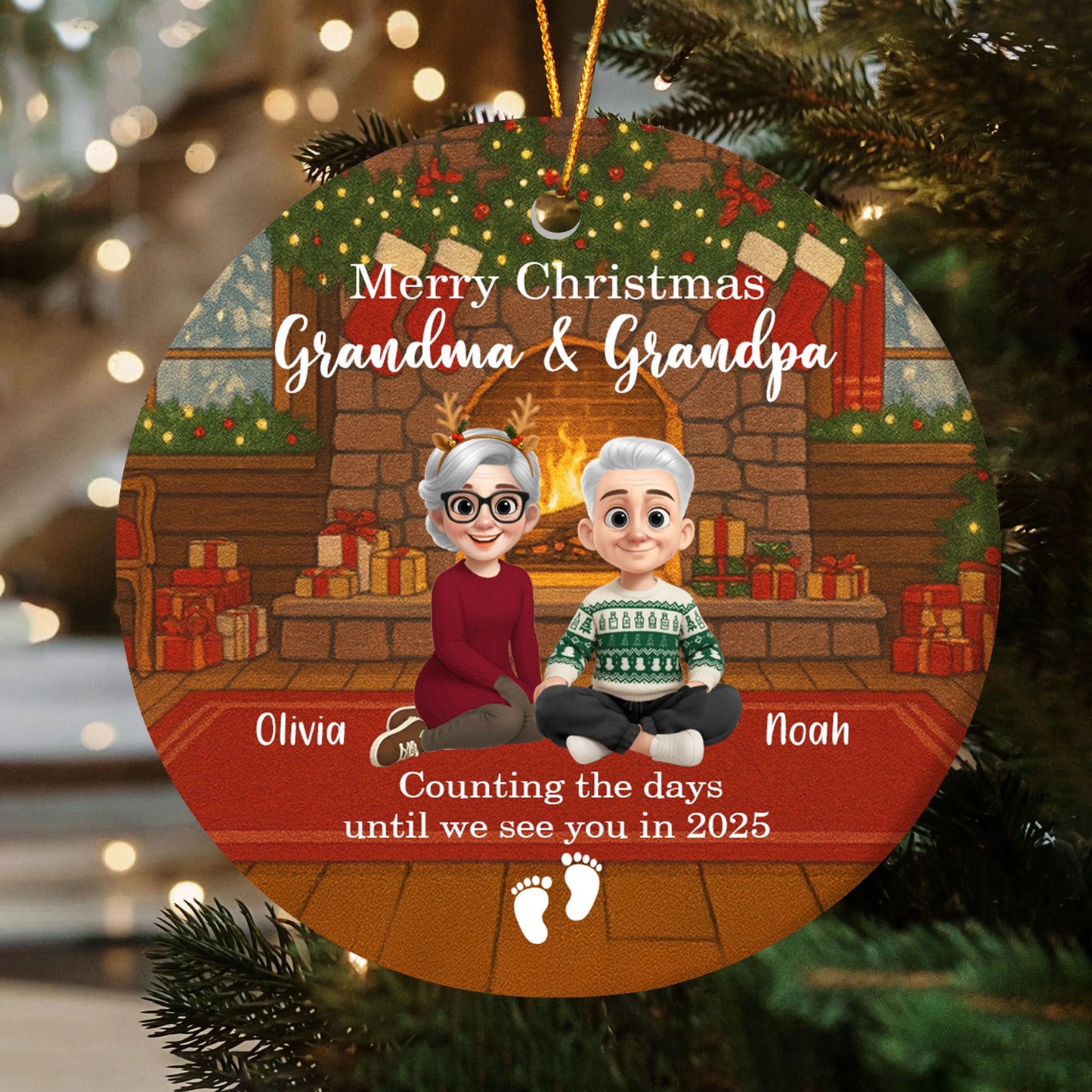 Merry Christmas Personalized Ceramic Ornament - Family Holiday Keepsake Gift-OR-NM35-TT07-web2