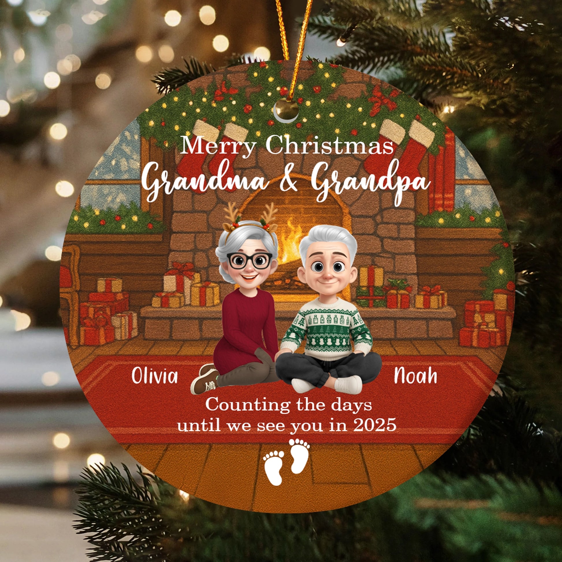 Merry Christmas Personalized Ceramic Ornament - Family Holiday Keepsake Gift-OR-NM35-TT07-web2
