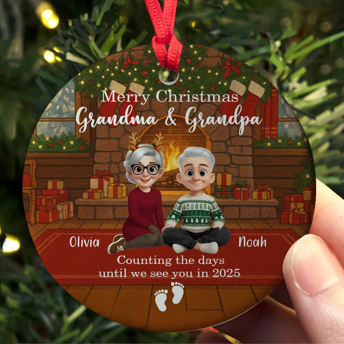 Merry Christmas Personalized Ceramic Ornament - Family Holiday Keepsake Gift-OR-NM35-TT07-web3