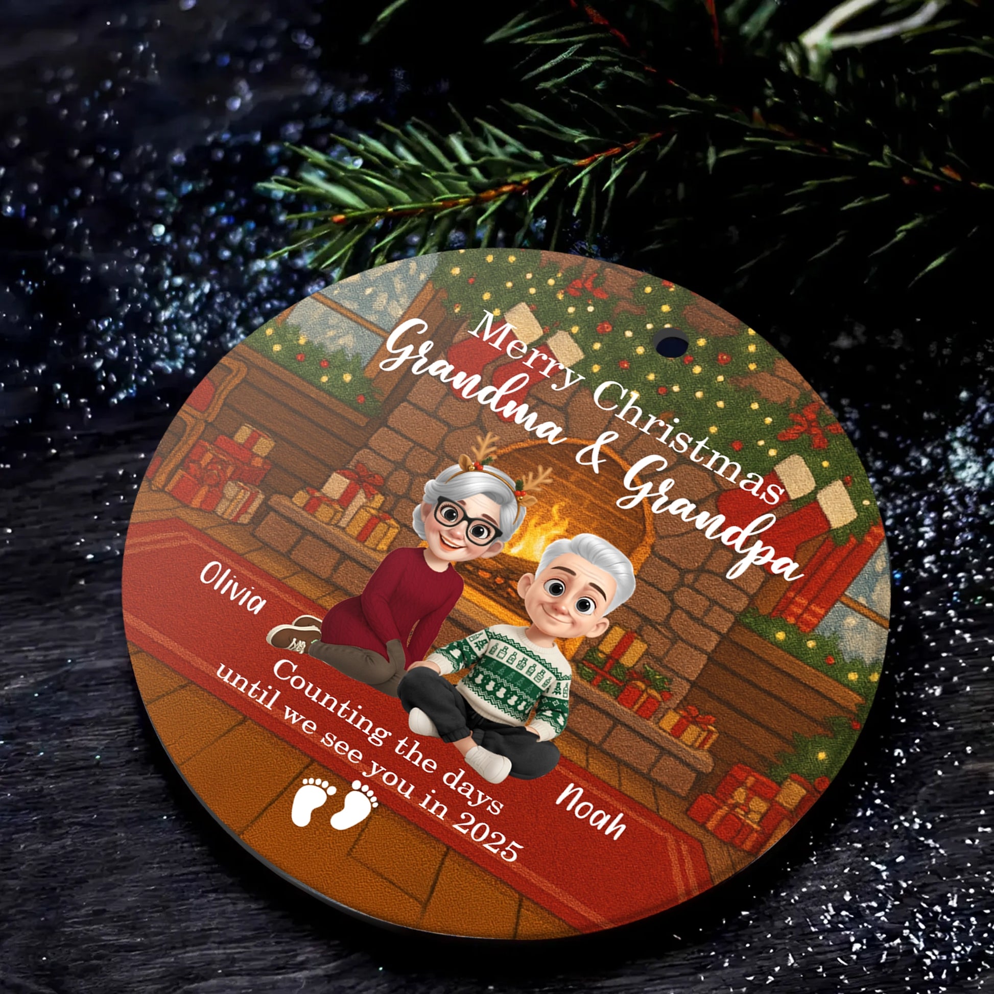 Merry Christmas Personalized Ceramic Ornament - Family Holiday Keepsake Gift-OR-NM35-TT07-web4