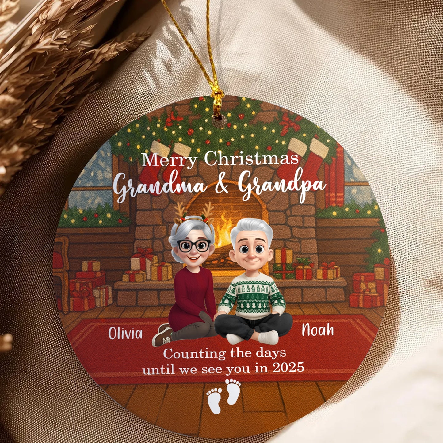 Merry Christmas Personalized Ceramic Ornament - Family Holiday Keepsake Gift-OR-NM35-TT07-web5