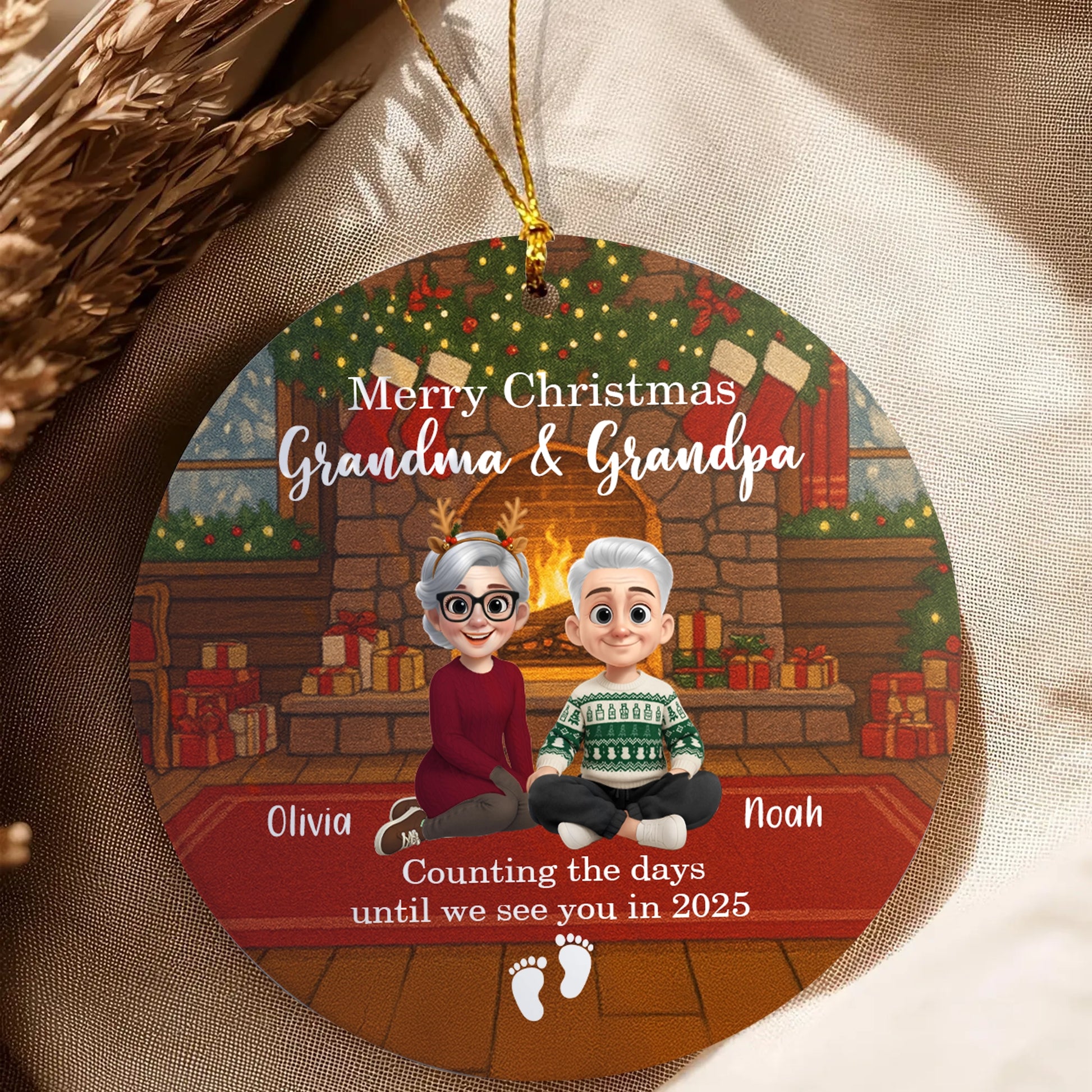 Merry Christmas Personalized Ceramic Ornament - Family Holiday Keepsake Gift-OR-NM35-TT07-web5