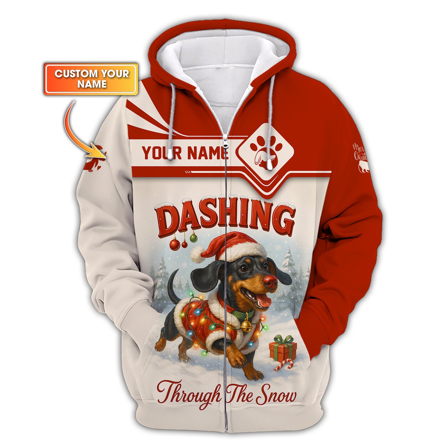 Dashing Through The Snow Custom Name Shirt, Personalized Dachshund Shirt, Wiener Dog Hoodie For Pet Lover