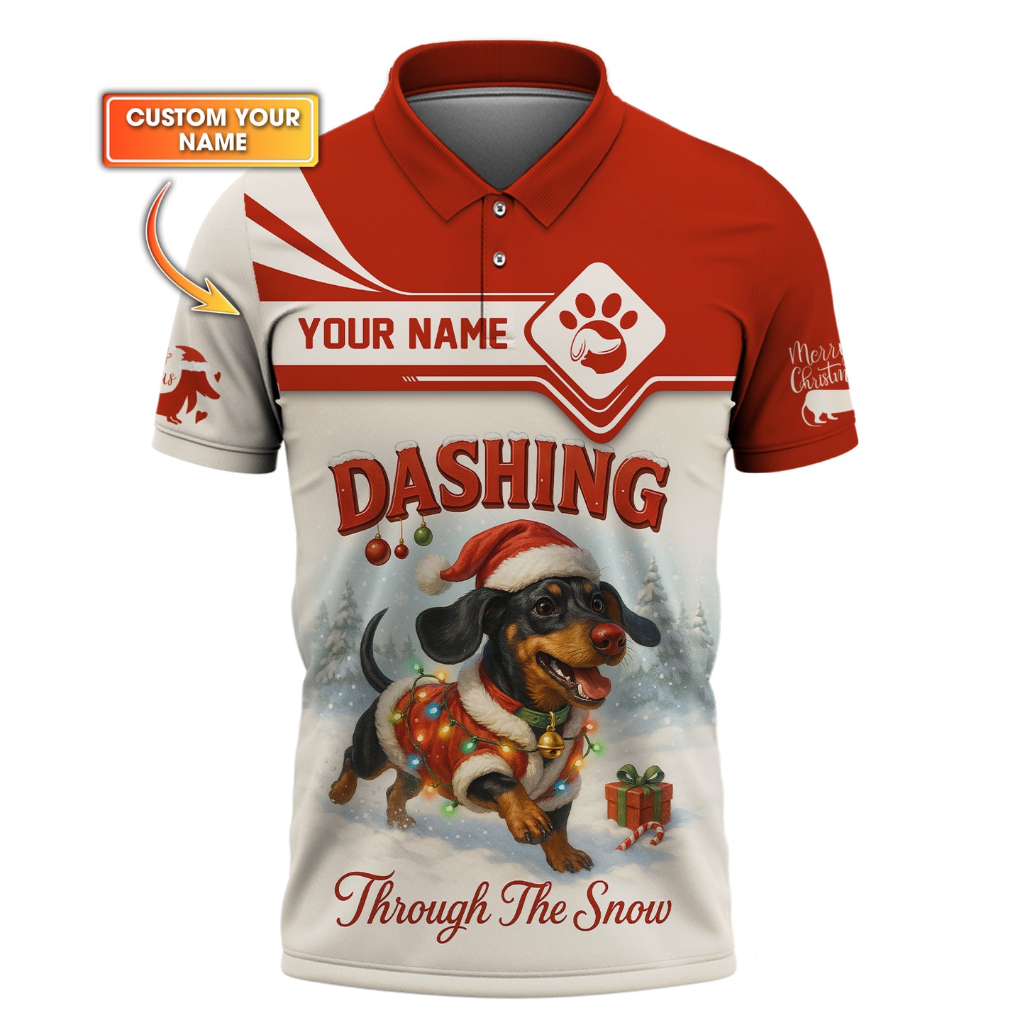 Dashing Through The Snow Custom Name Shirt, Personalized Dachshund Shirt, Wiener Dog Hoodie For Pet Lover