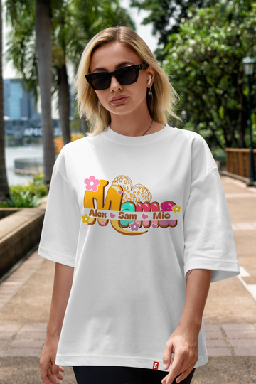 Personalized Mama Shirt – Custom Kids’ Names – Retro Floral Organic Cotton Tee | Mother’s Day Gift