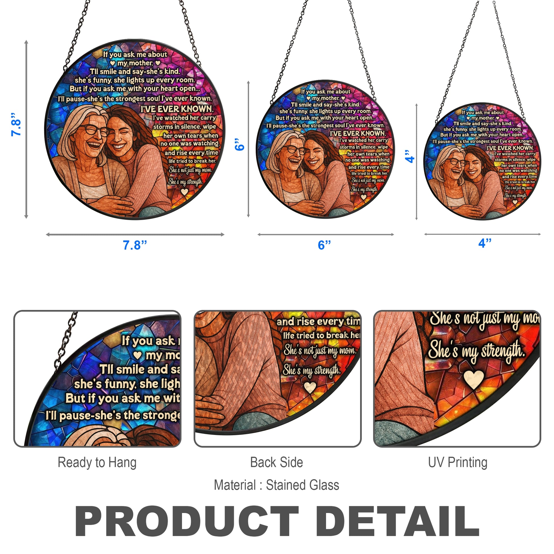 Mother's Love Stained Glass Window Art – Heartfelt Quote on Strength and Resilience WG-KL41-TT09-web3