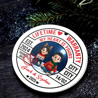 My Heart Is Yours, Lifetime Love Warranty - Personalized Ceramic Ornament For Couples-OR-HH15-HN55-web4