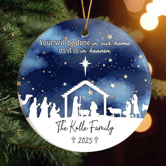 Nativity Family Scene - Personalized Ceramic Christmas Ornament-OR-HH10-YV67-web1