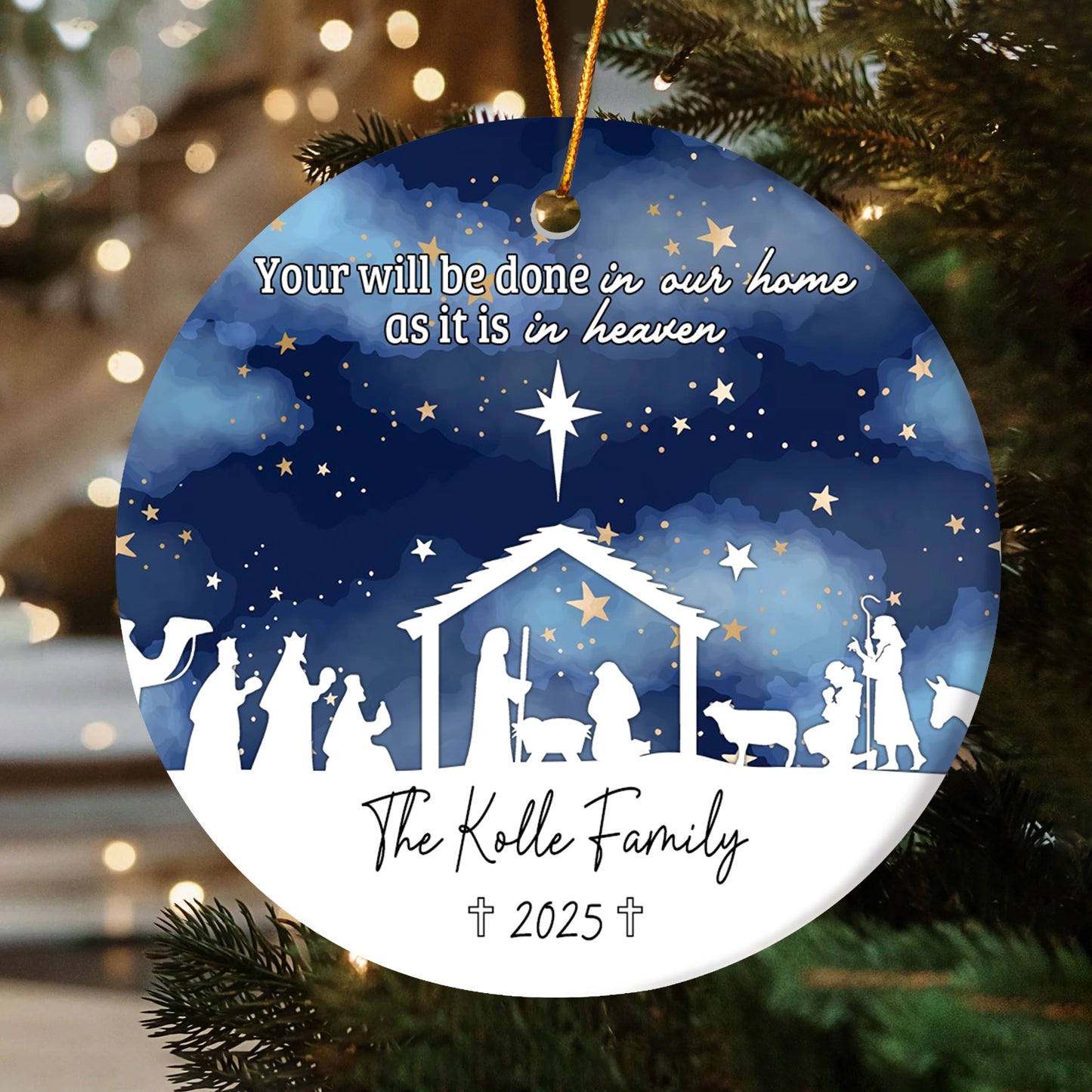 Nativity Family Scene - Personalized Ceramic Christmas Ornament-OR-HH10-YV67-web2