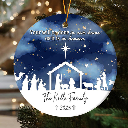 Nativity Family Scene - Personalized Ceramic Christmas Ornament-OR-HH10-YV67-web2