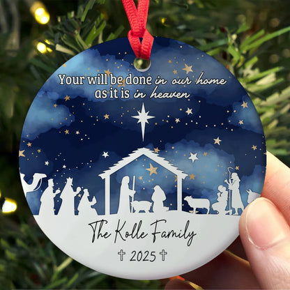 Nativity Family Scene - Personalized Ceramic Christmas Ornament-OR-HH10-YV67-web3