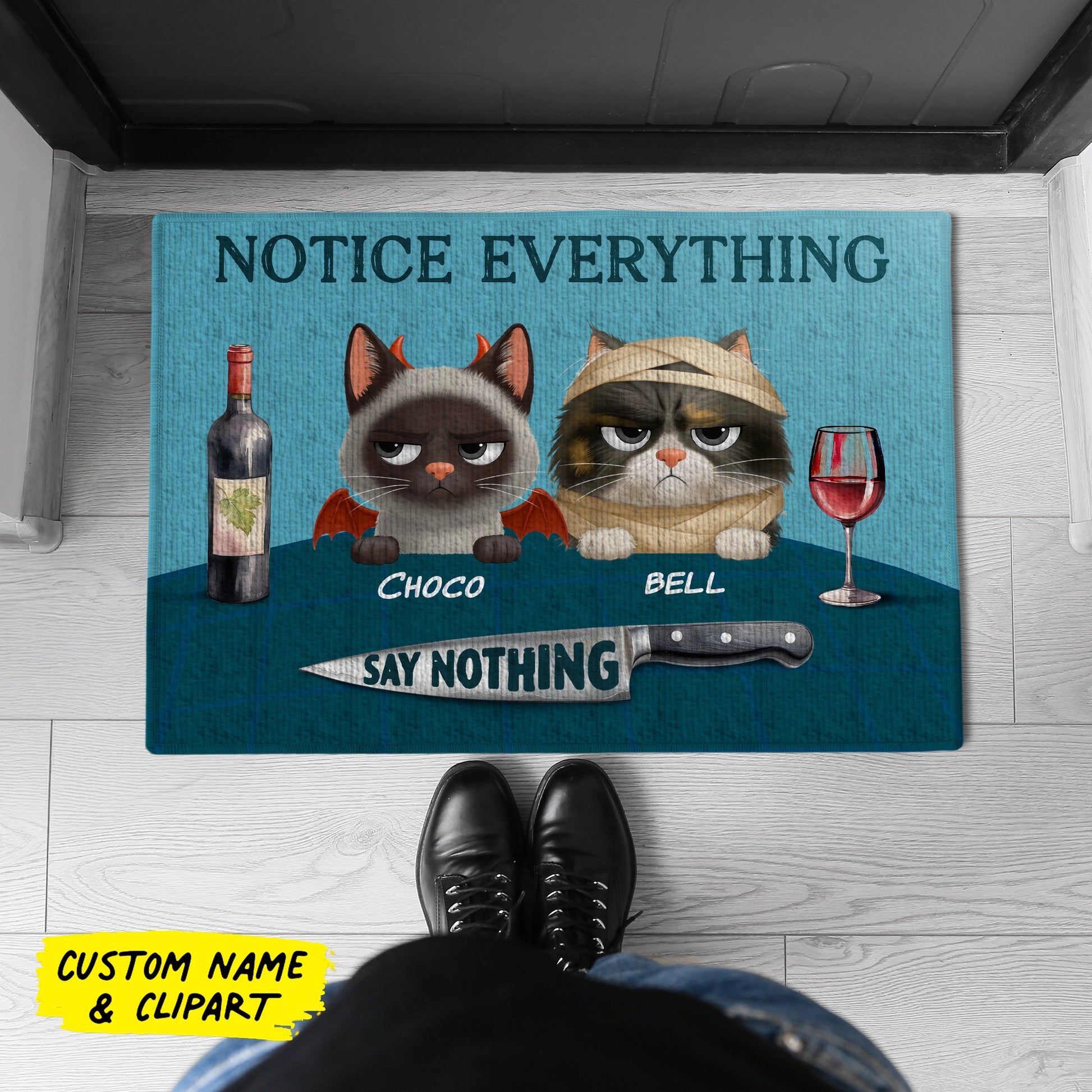 Notice Everything, Say Nothing - Personalized Doormat For Cat Lovers-MK_web2