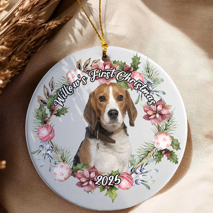 My Fur Baby's First Christmas - Custom Pet Portrait - Personalized Ceramic Ornament