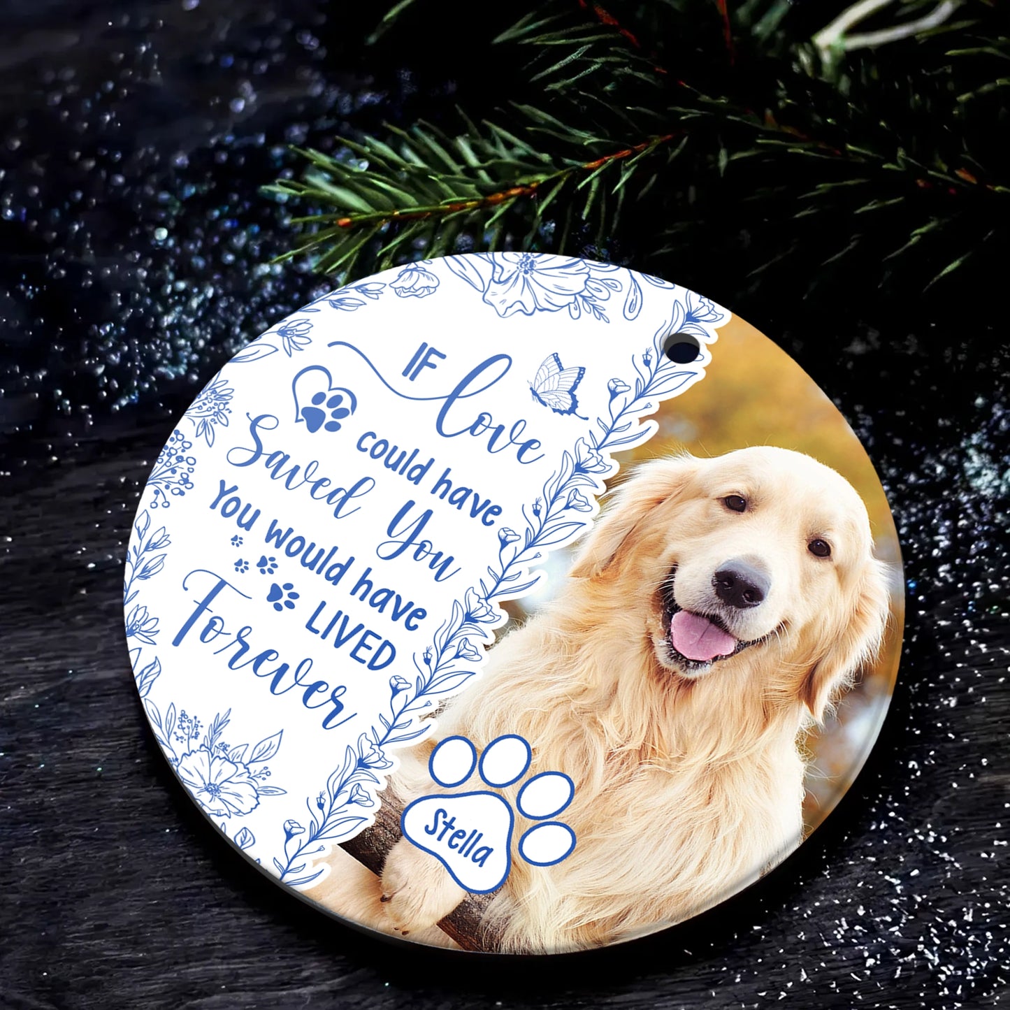 Custom Photo Memorial - Personalized Circle Ceramic Ornament