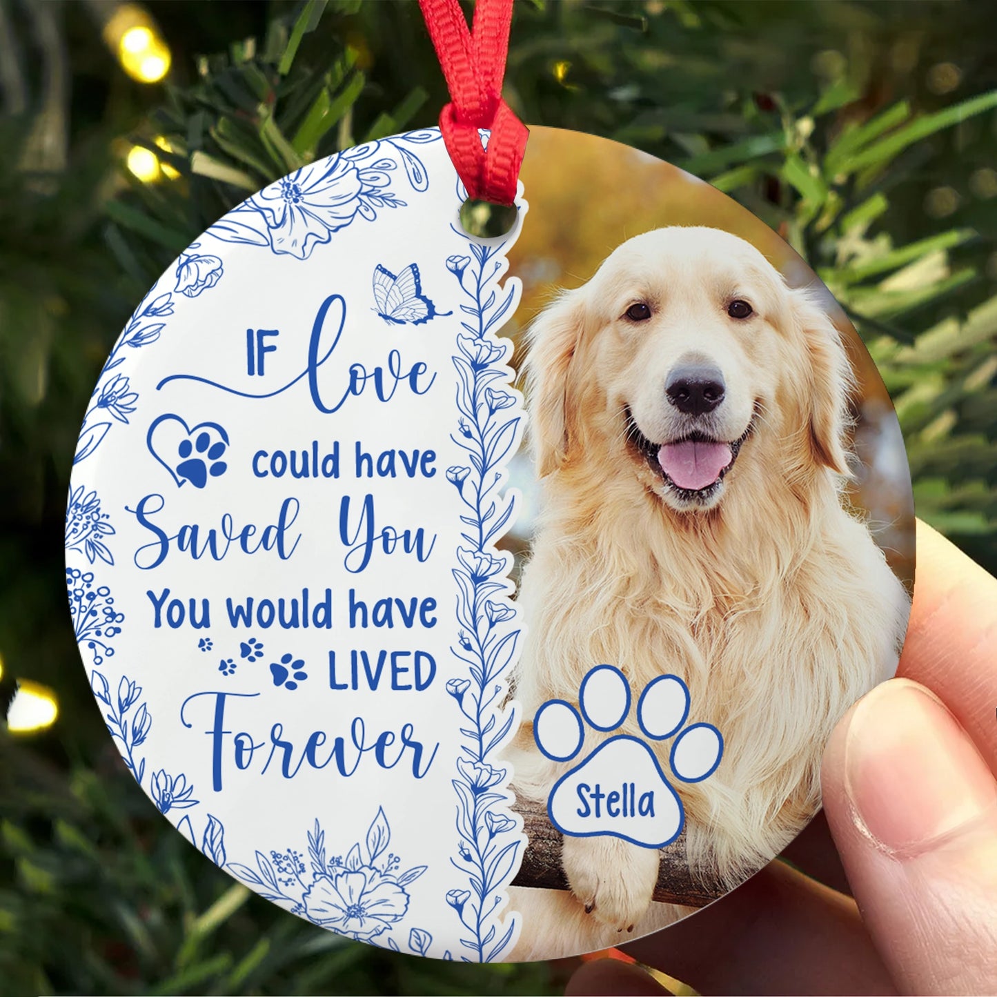 Custom Photo Memorial - Personalized Circle Ceramic Ornament