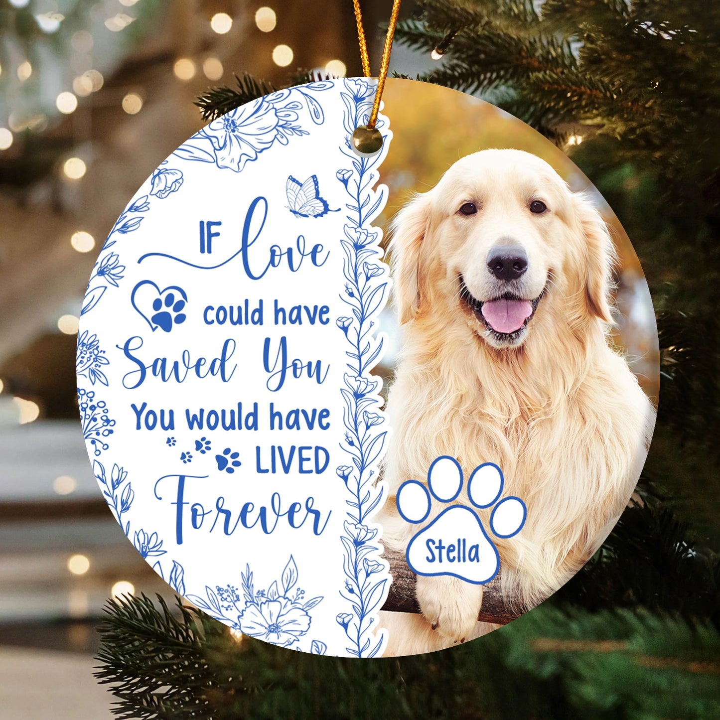 Custom Photo Memorial - Personalized Circle Ceramic Ornament