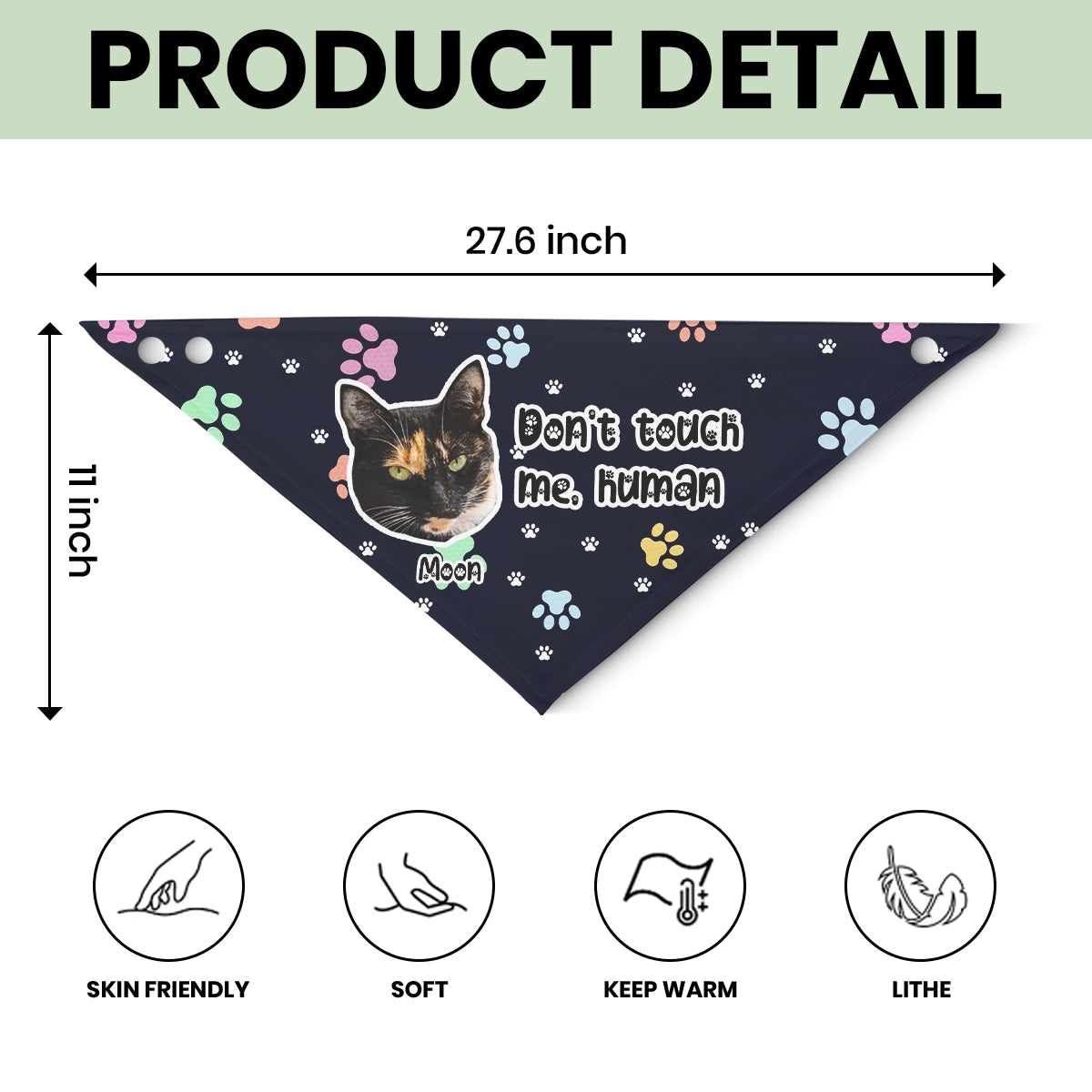 Don’t Touch Me, Human - Funny Gift For Pet - Personalized Pet Bandana