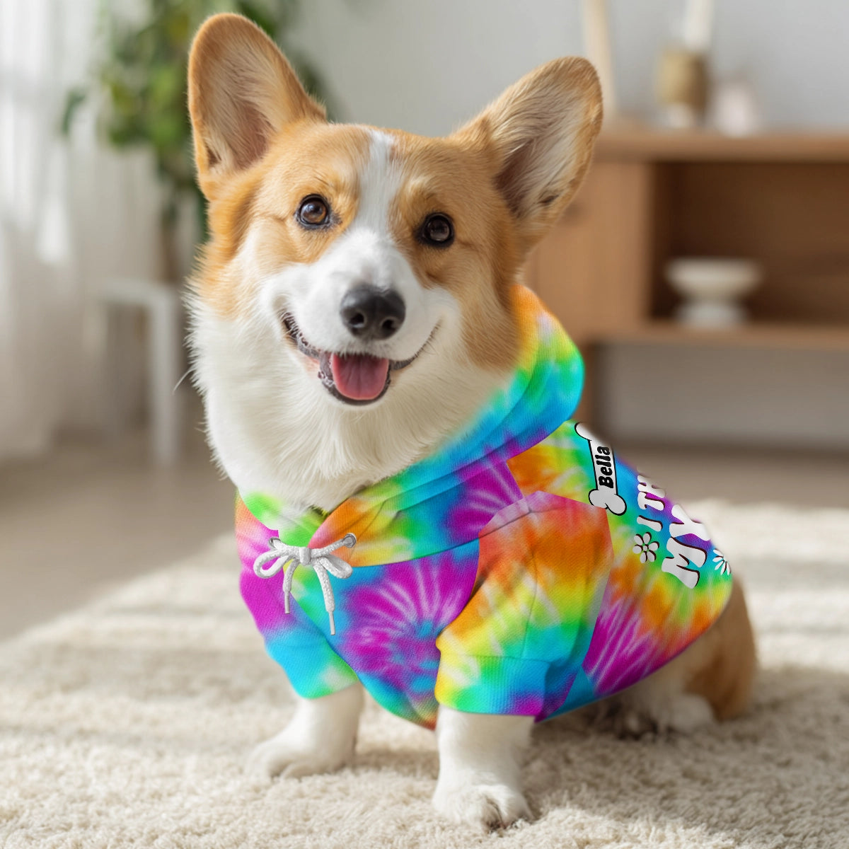 I Think My Dad Is Cool - Dog Tie Dye - Personalized Pet Hoodie