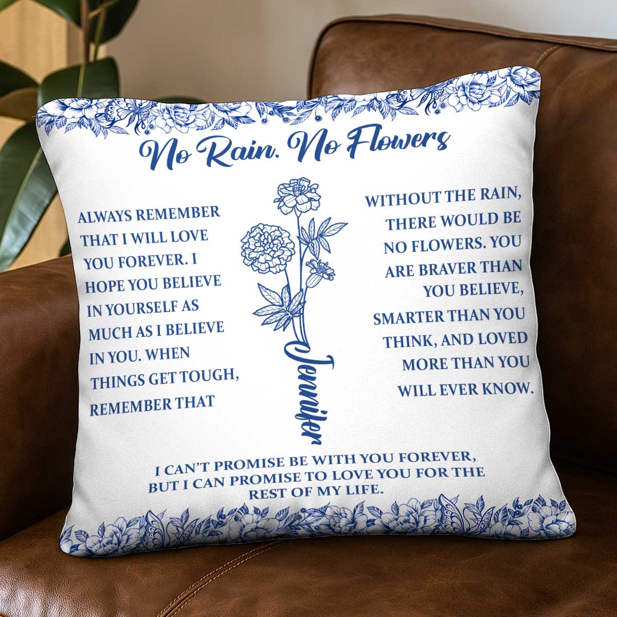 Birthday Gift For Women Birth Flower - Personalized Pillow